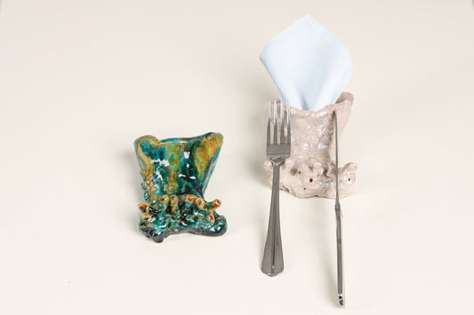 Ventotene Cutlery and Napkin holder in Ventotene Glaze